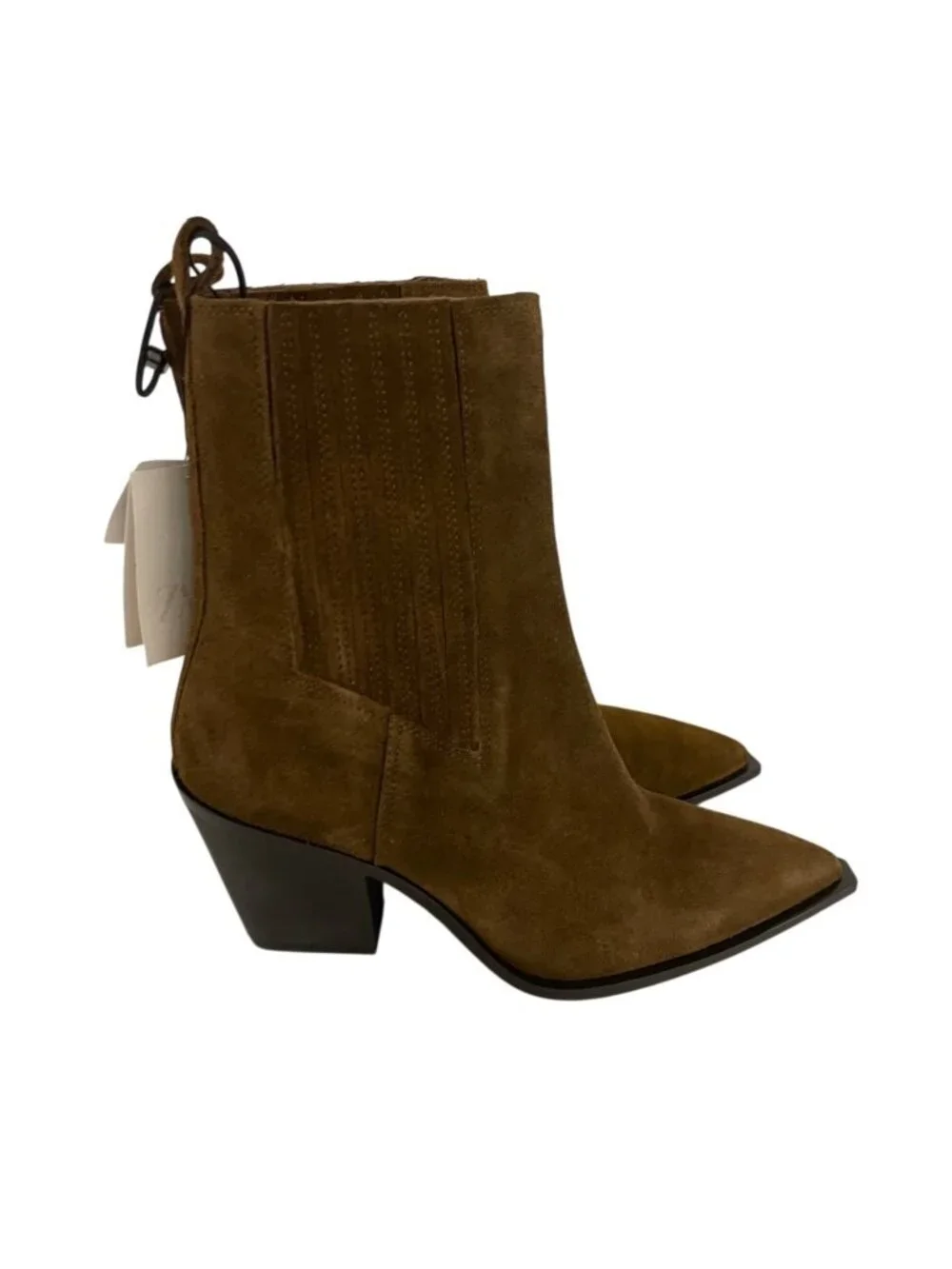 Zara Womens Split Leather Cowboy Ankle Boots EU 39 US 8 Brown 2107/610 NWOB